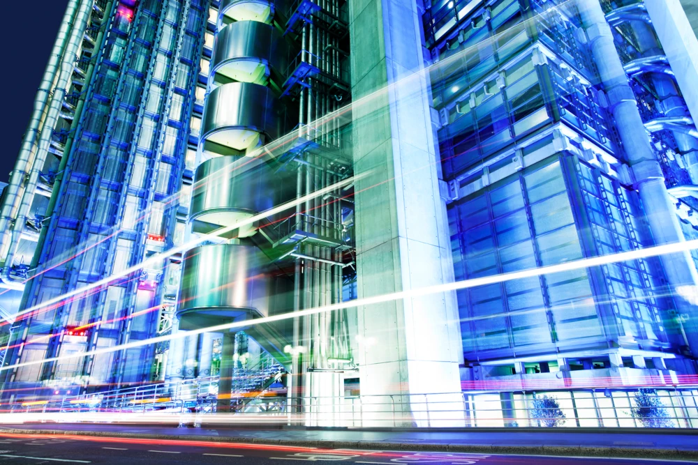 Illuminated Futuristic Architecture in London