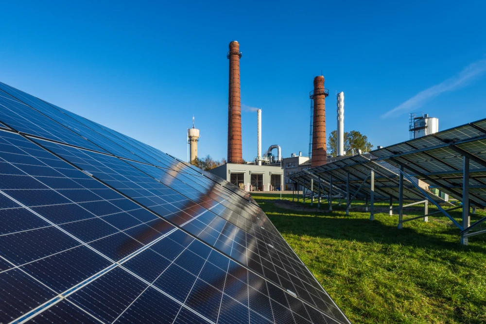 Solar panels at the biofuel boiler house