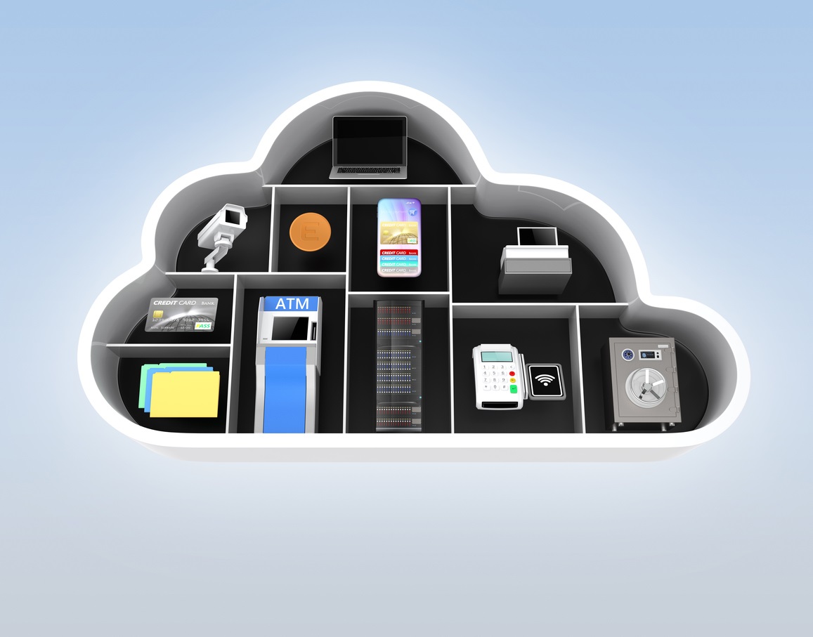 Cloud with FinTech symbols