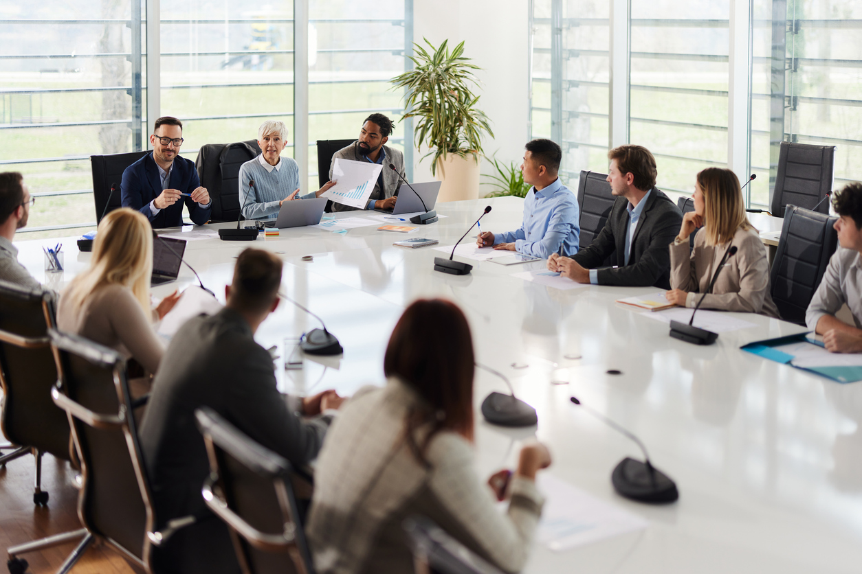 Large business meeting