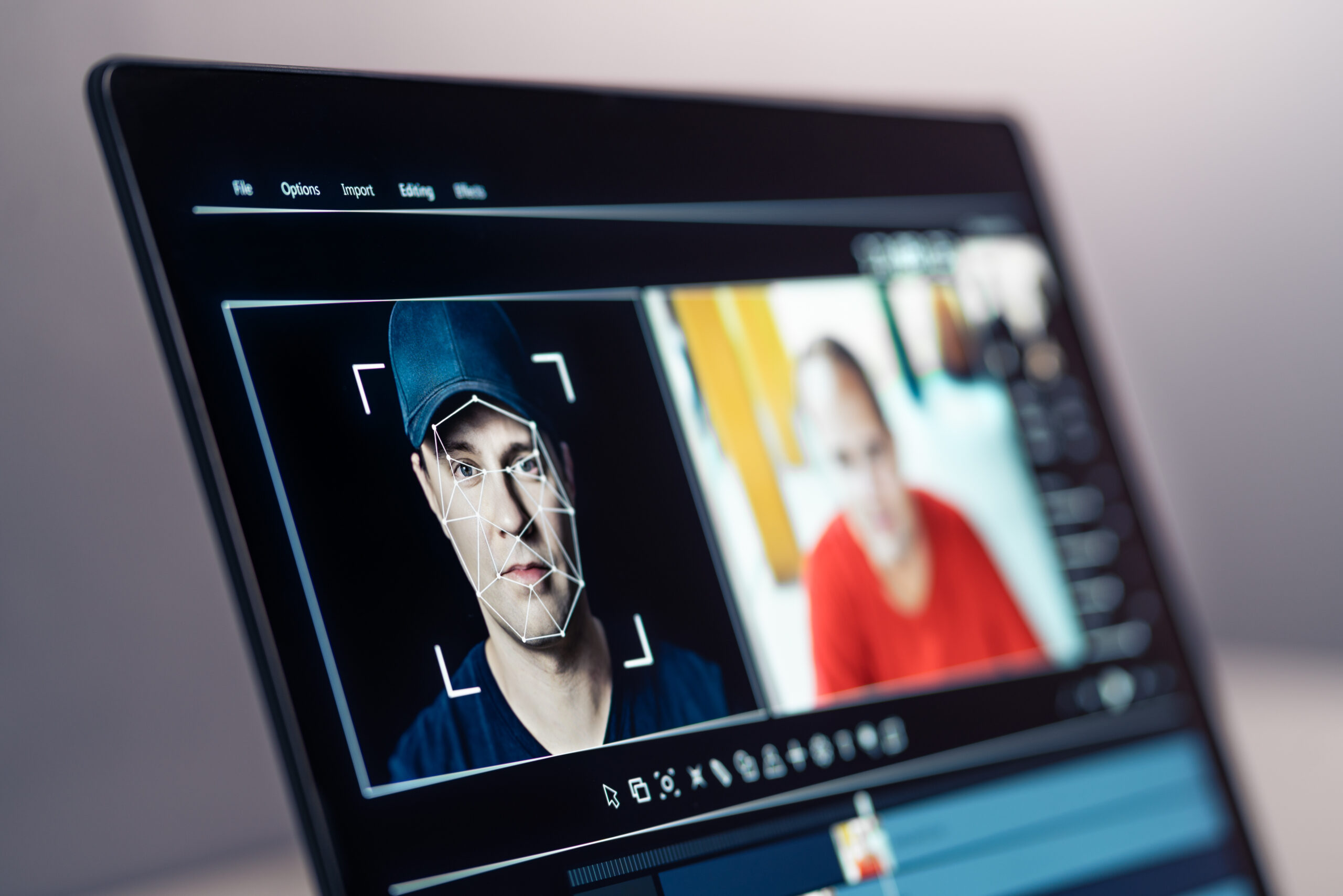 Face swap editing software on computer screen